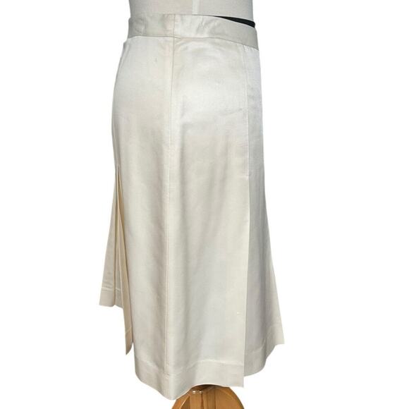 Vintage Banana Republic Silk Pleated Midi Skirt Side Zip Size 6 Ivory Elegant - Picture 2 of 10